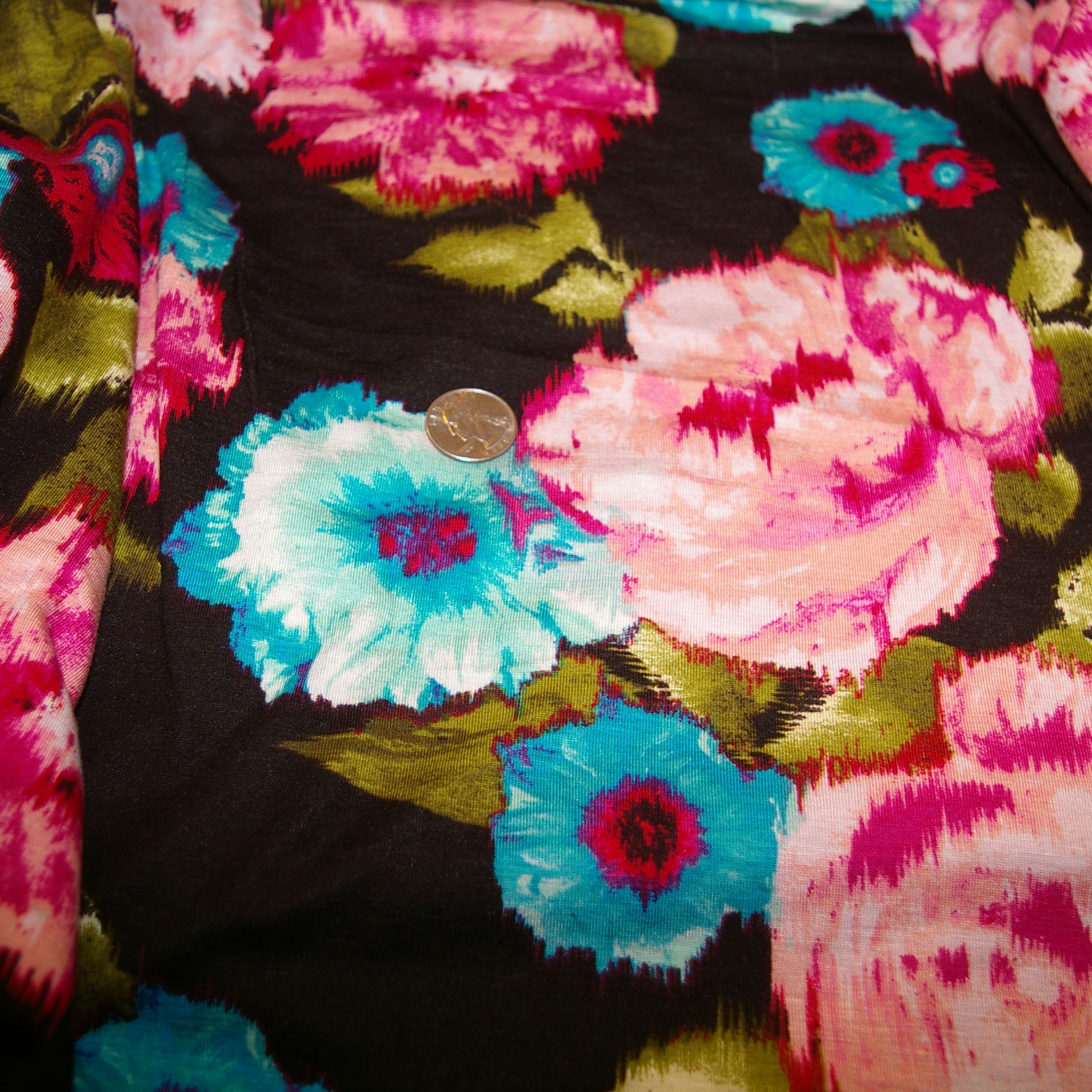 Rayon Spandex black, turquoise, fuchsia, olive, red, purple, floral ⋆ ...